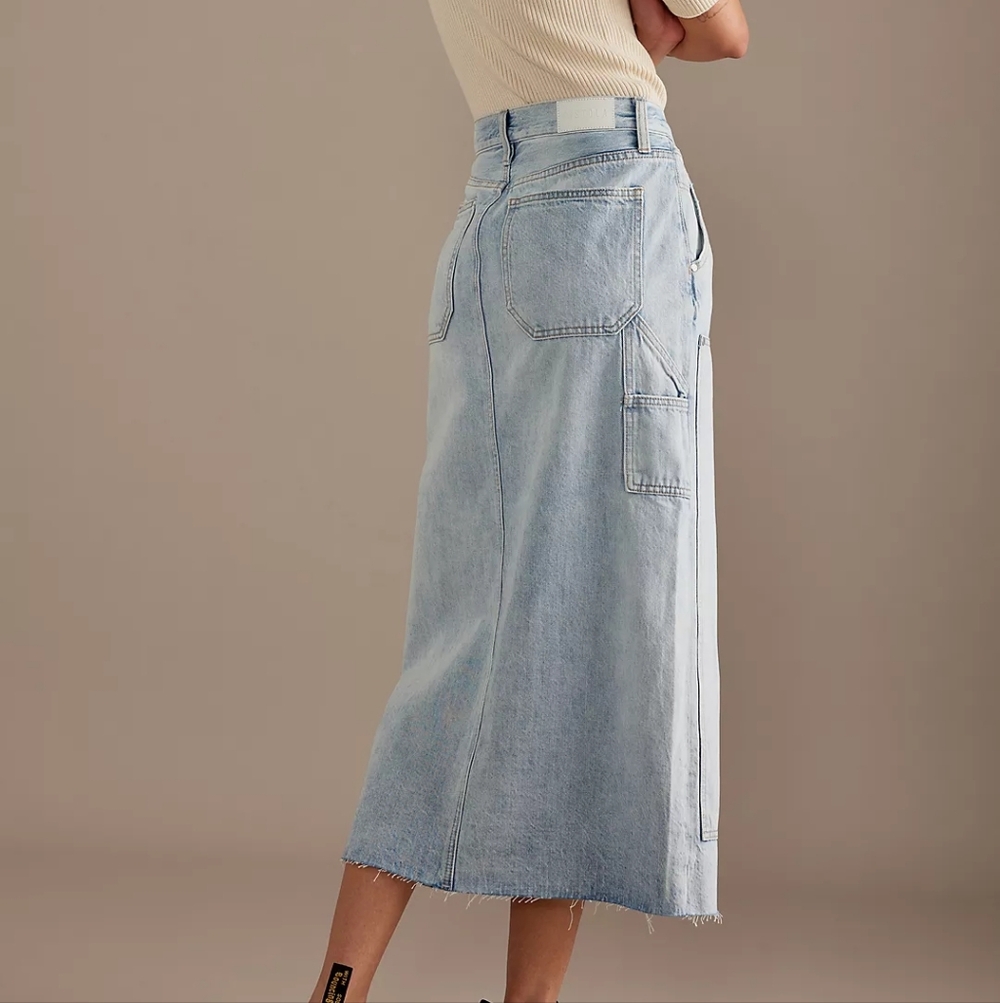 Pistola Alice Denim High Rise Split Front Midi Skirt in Coastal - Size 28 - Picture 4 of 13